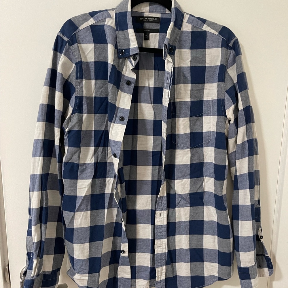 Men’s Banana Republic Luxe Flannel Slim Fit Button Plaid Down Shirt